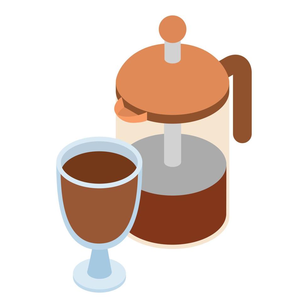 Fresh coffee icon, isometric style vector