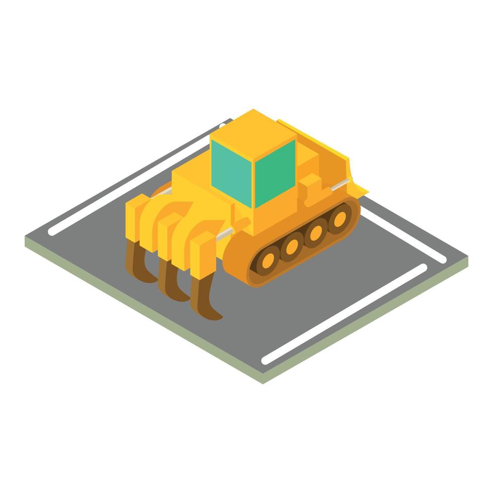 Industrial bulldozer icon, isometric style vector