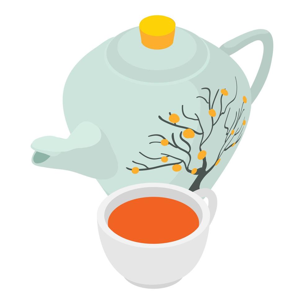 Japanese tea icon, isometric style vector