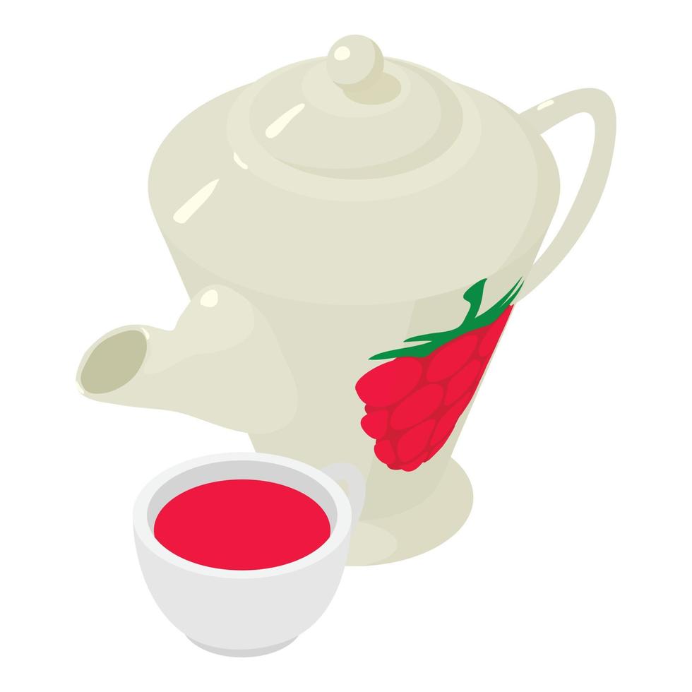 Raspberry tea icon, isometric style vector