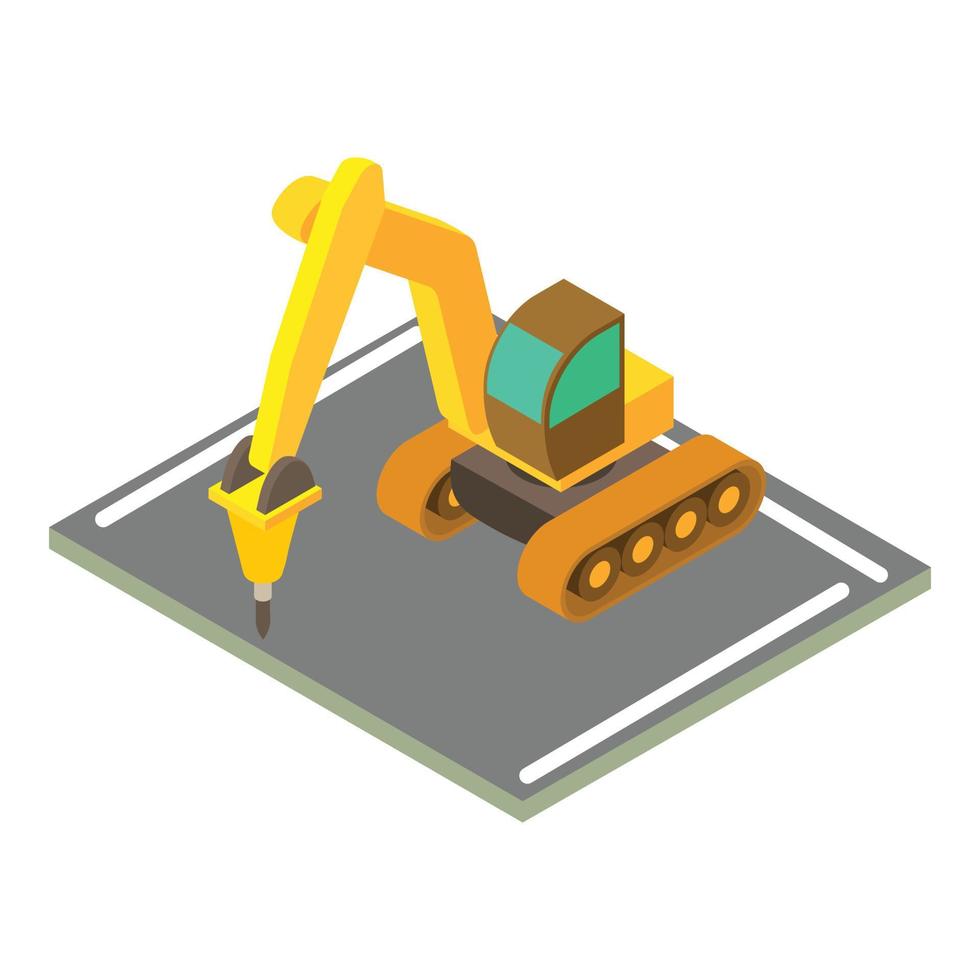 Excavator hammer icon, isometric style vector