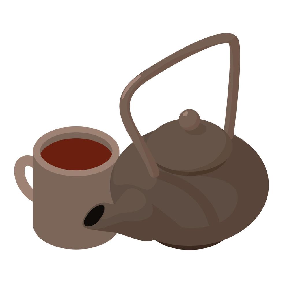 Morning tea icon, isometric style vector