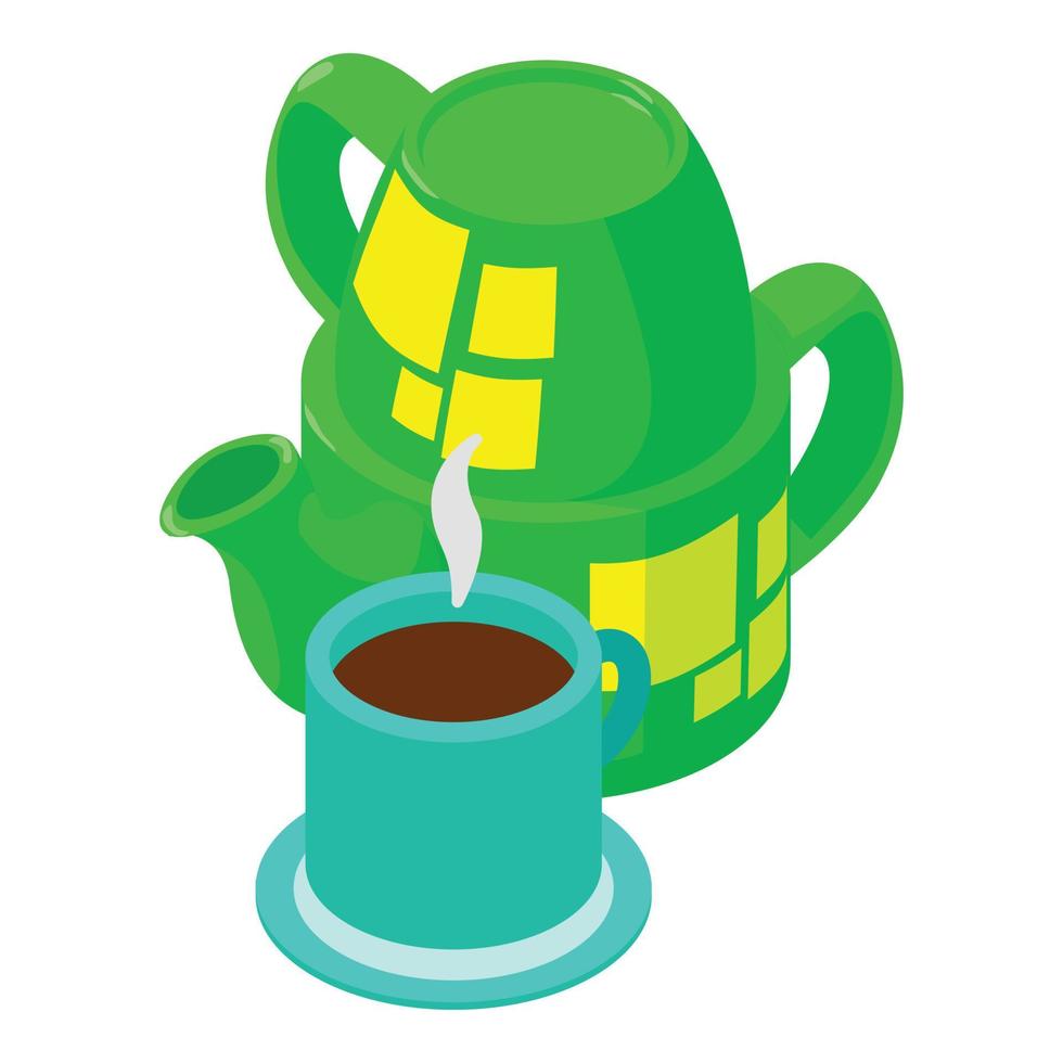 icono de té negro, estilo isométrico vector