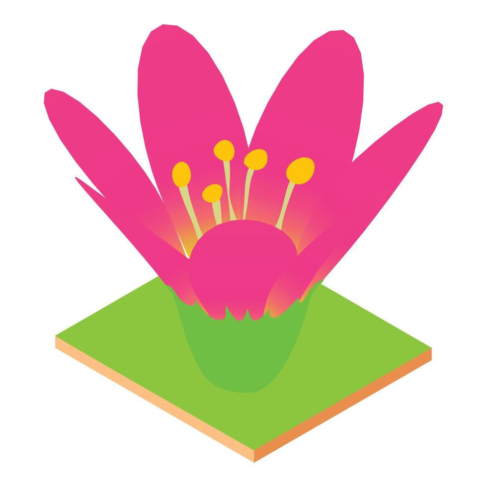 icono de flor de loto, estilo isométrico vector