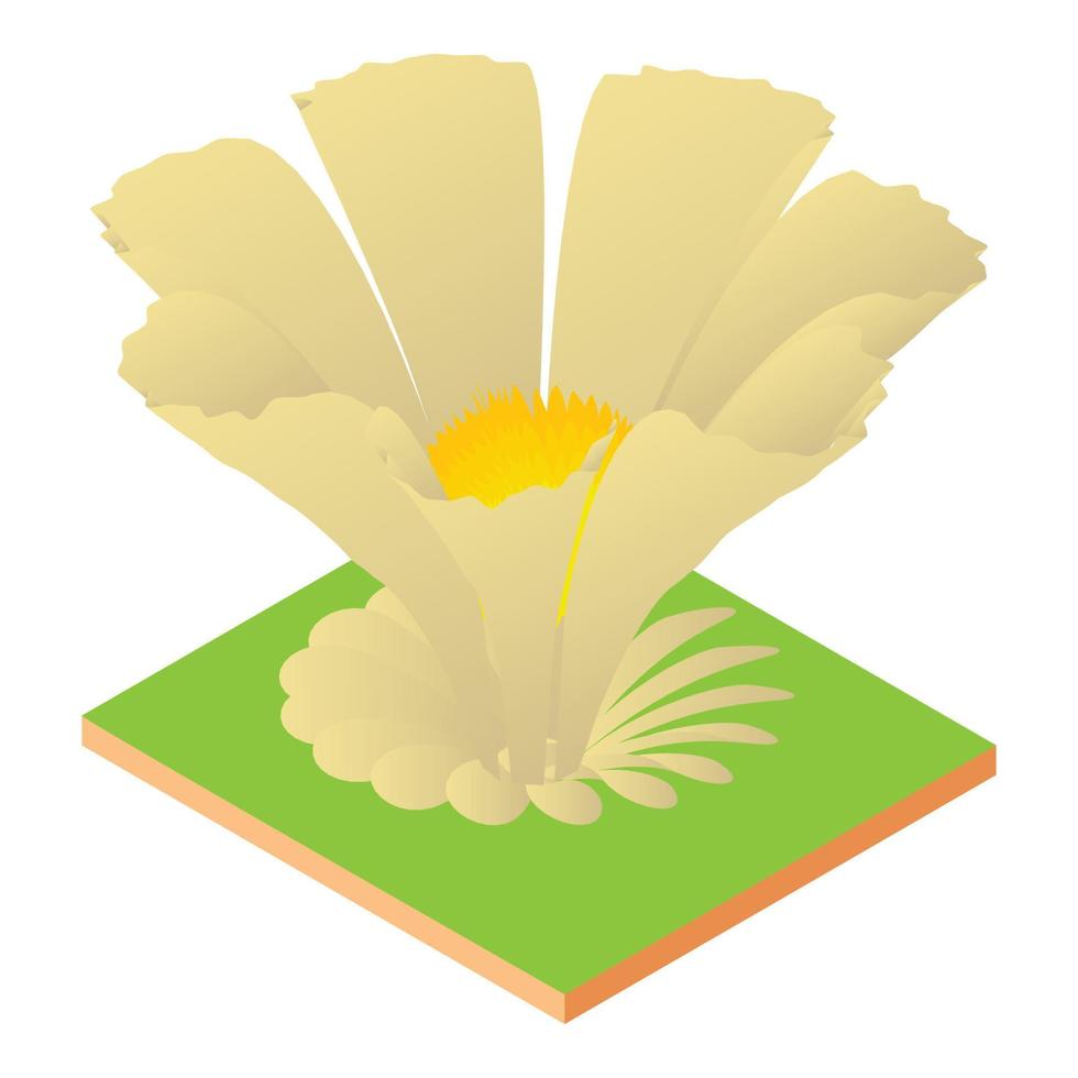 White flower icon, isometric style vector