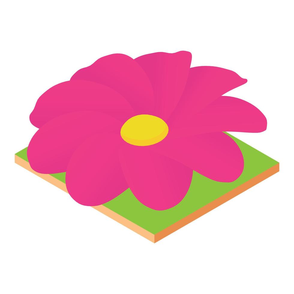 Pink flower icon, isometric style vector