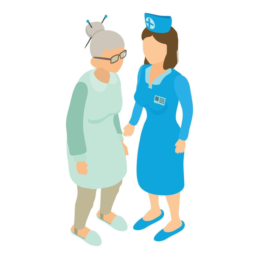 Nurse help icon, isometric style vector