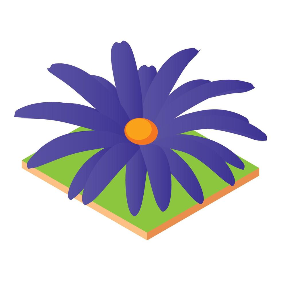 Blue flower icon, isometric style vector