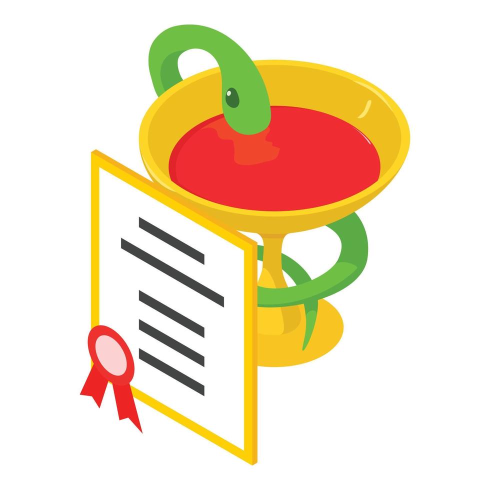Medical certificate icon, isometric style vector