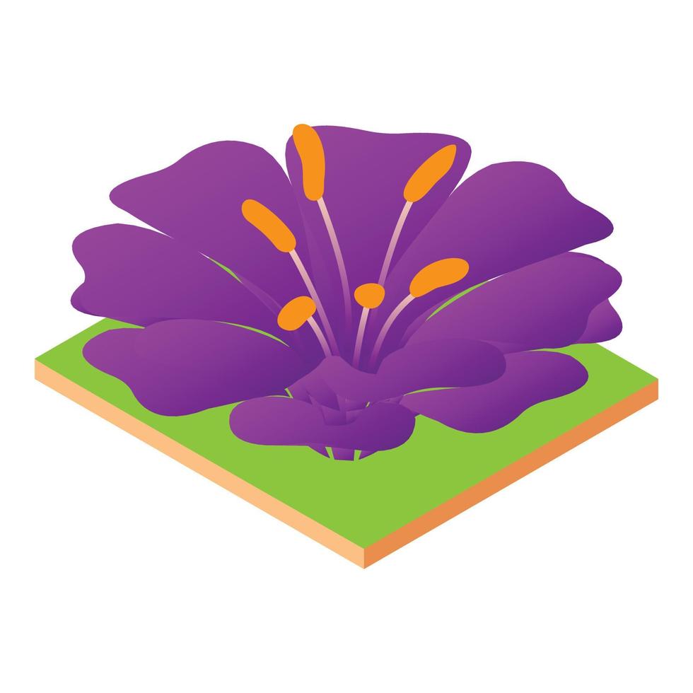 icono de flor violeta, estilo isométrico vector