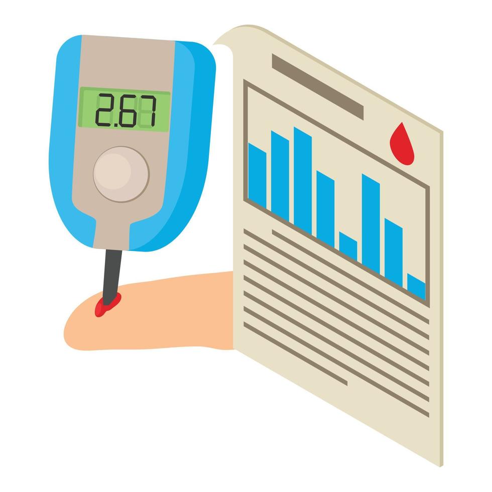 Diabetes monitoring icon, isometric style vector