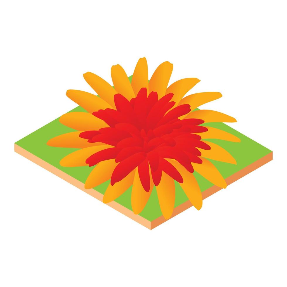 Bright flower icon, isometric style vector