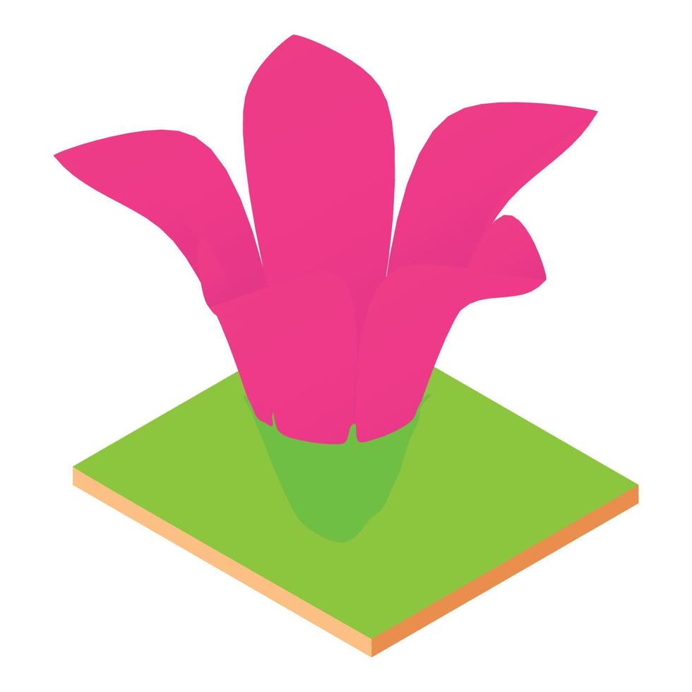 icono de flor morada, estilo isométrico vector