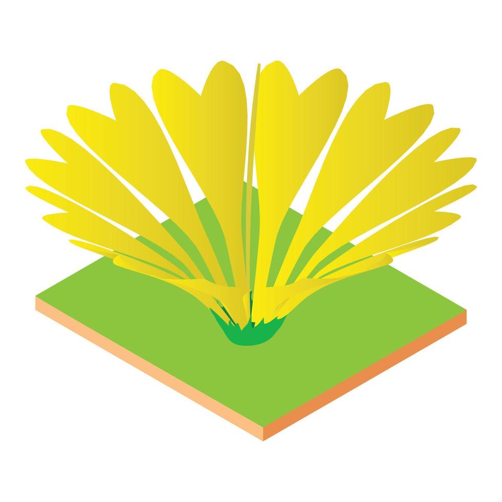 Yellow flower icon, isometric style vector