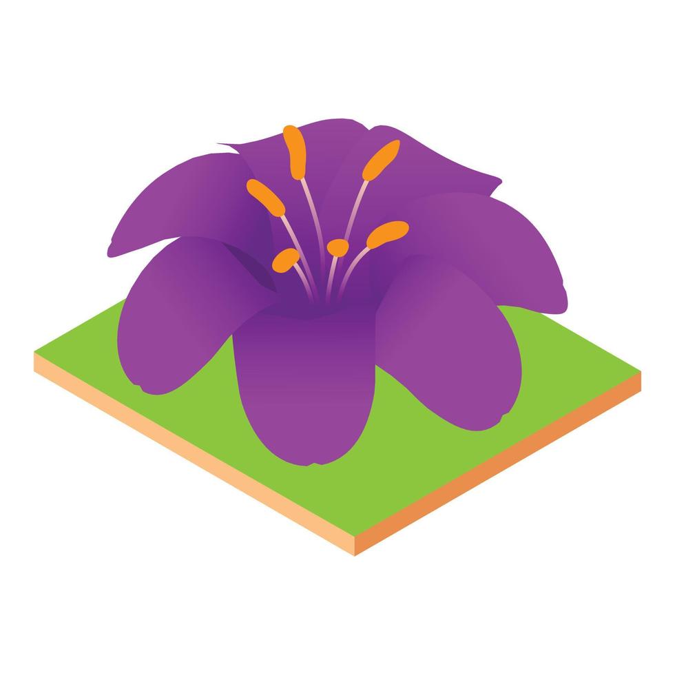 Purple lily icon, isometric style vector