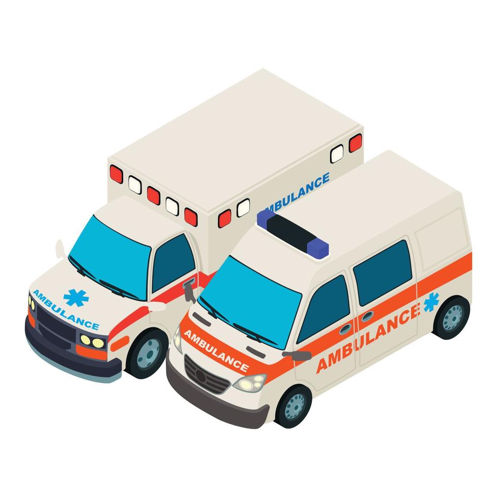 Ambulance car icon, isometric style vector