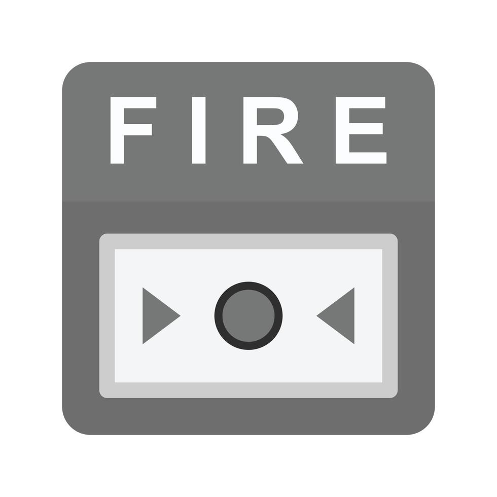 icono de alarma de incendio plano en escala de grises vector