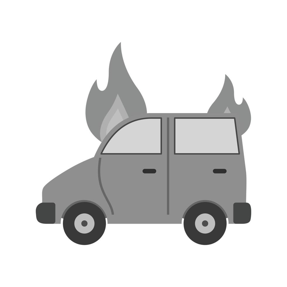 Car on Fire Flat Greyscale Icon vector