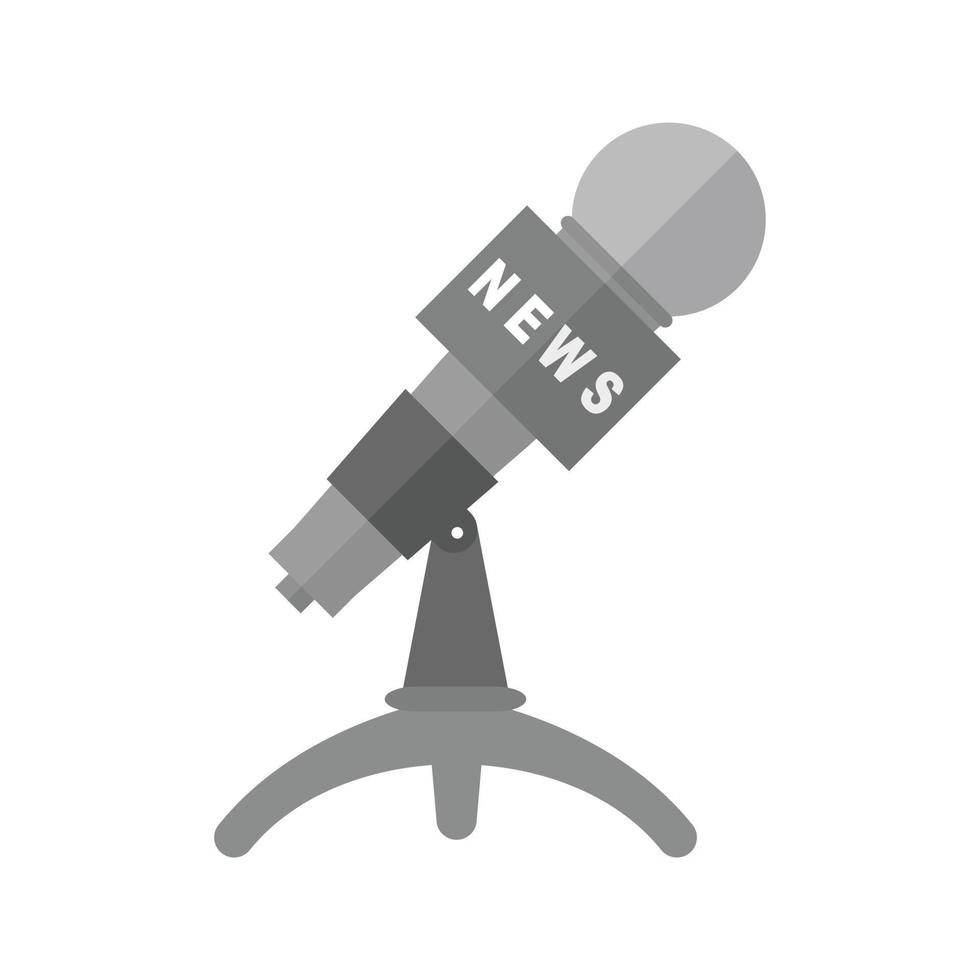 Mic on Stand Flat Greyscale Icon vector