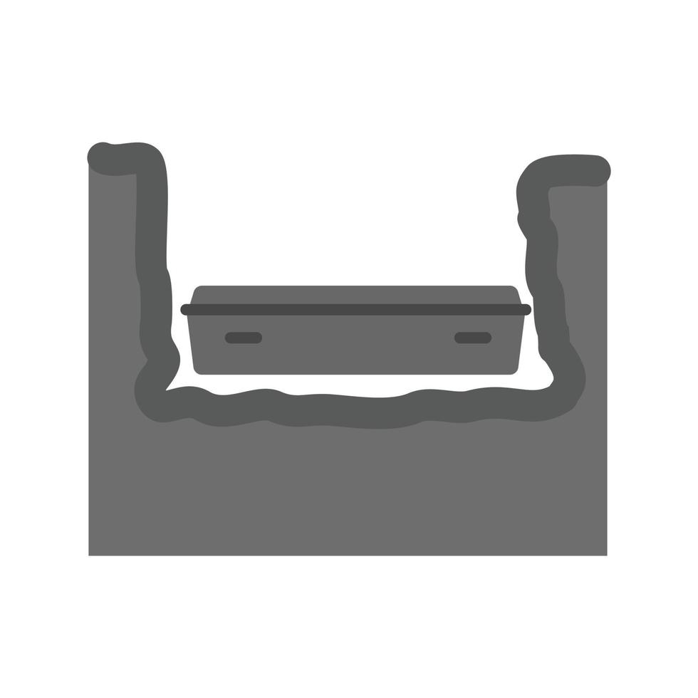 Coffin in Grave Flat Greyscale Icon vector