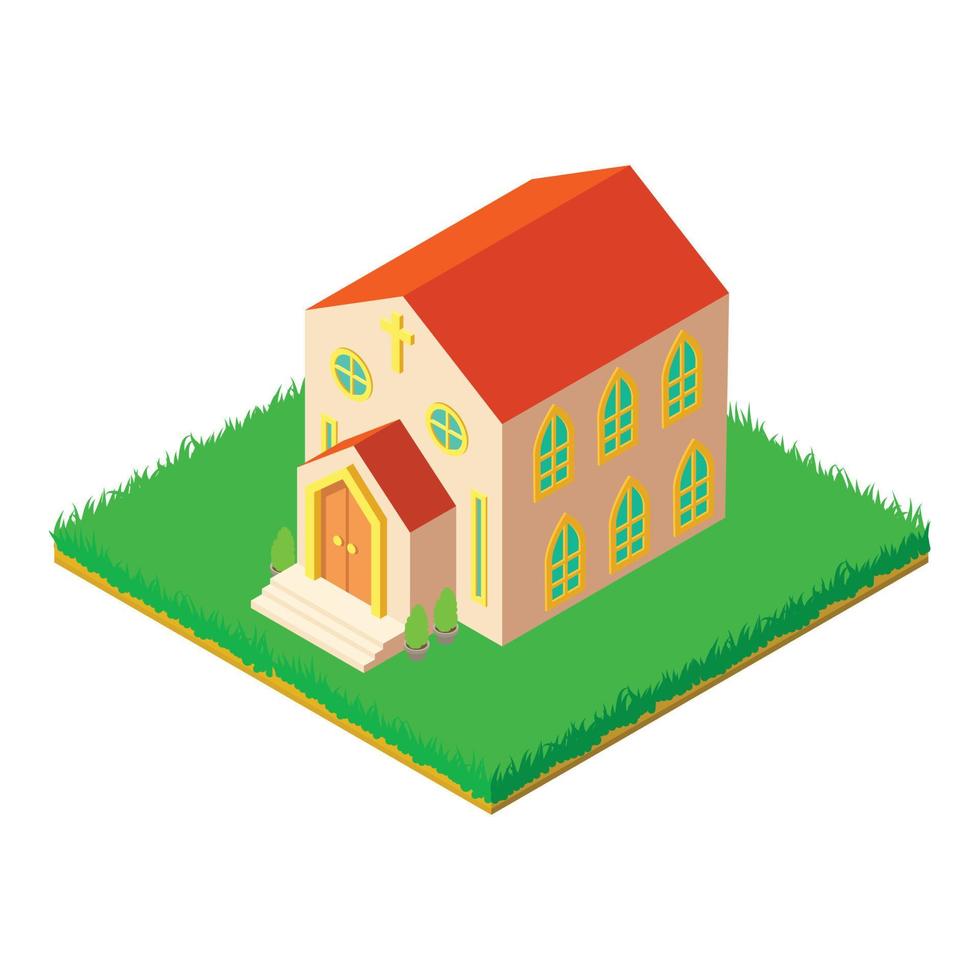 Church building icon, isometric style vector