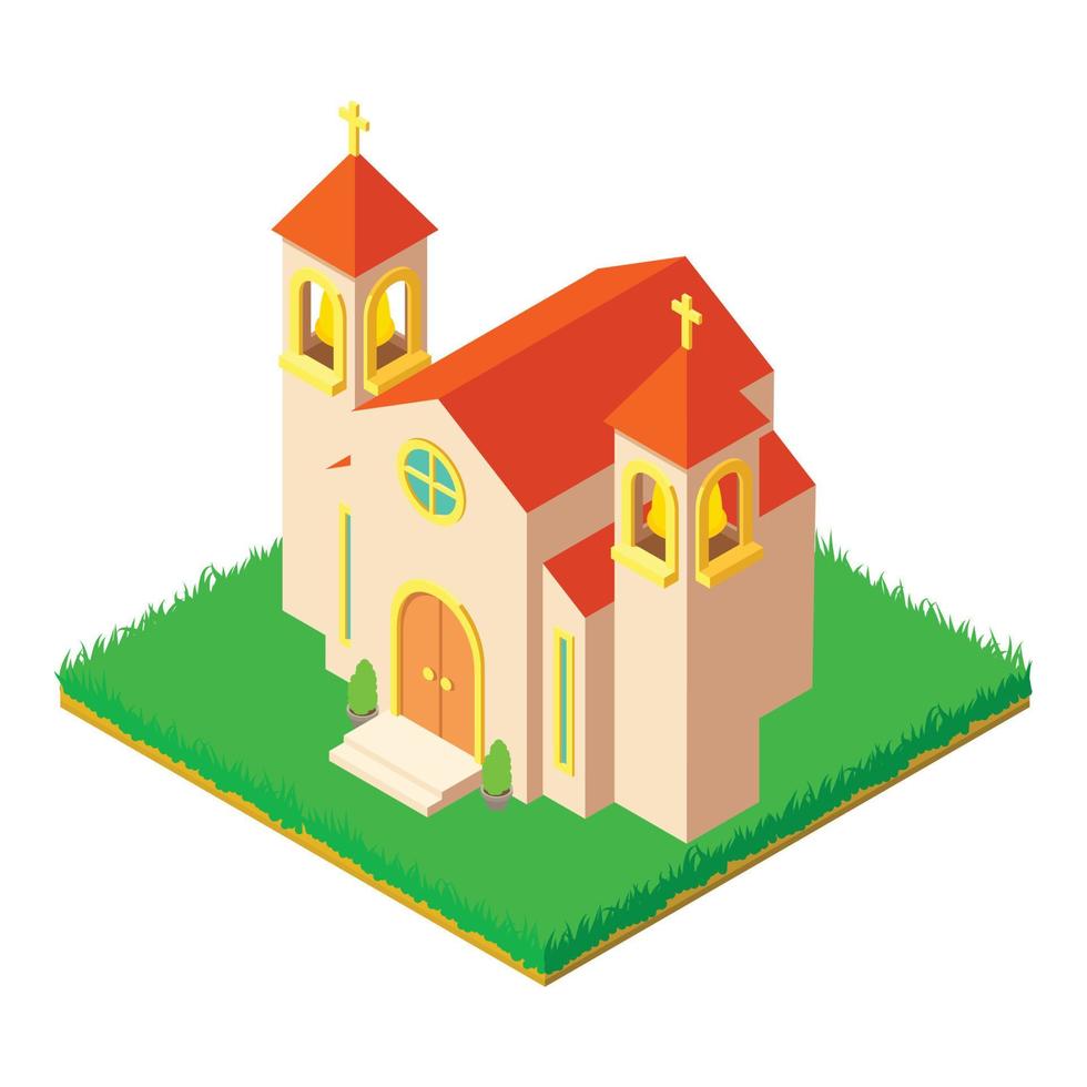 Europe church icon, isometric style vector