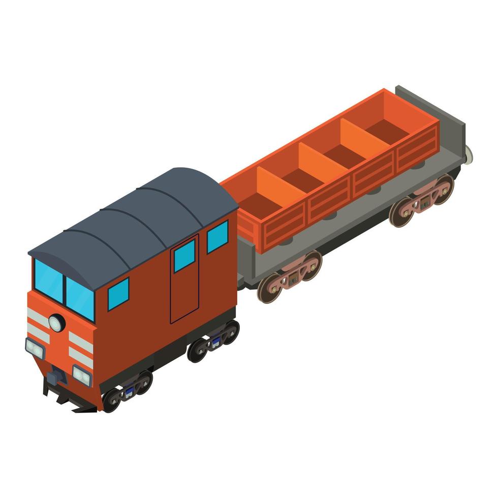 Freight train icon, isometric style vector