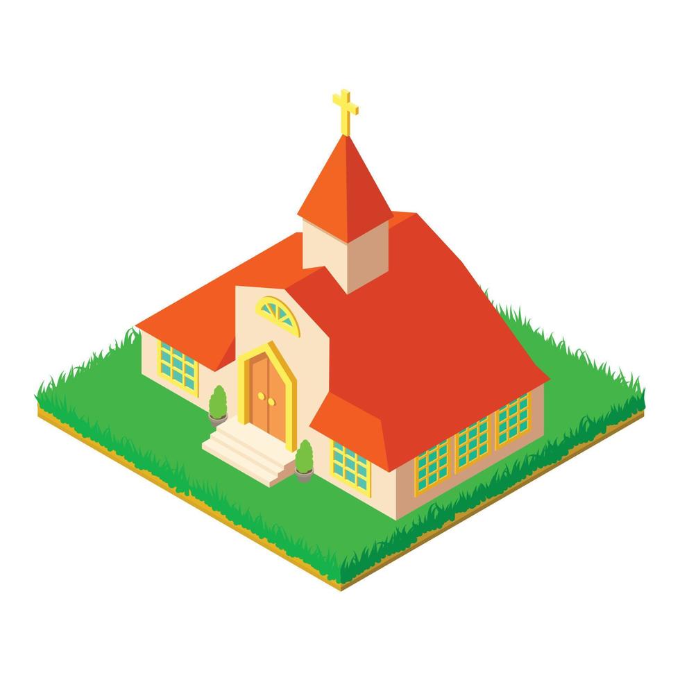 icono del edificio del monasterio, estilo isométrico vector