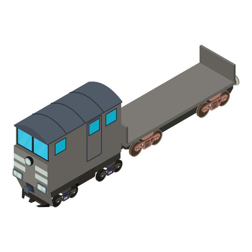 Railroad flatcar icon, isometric style vector