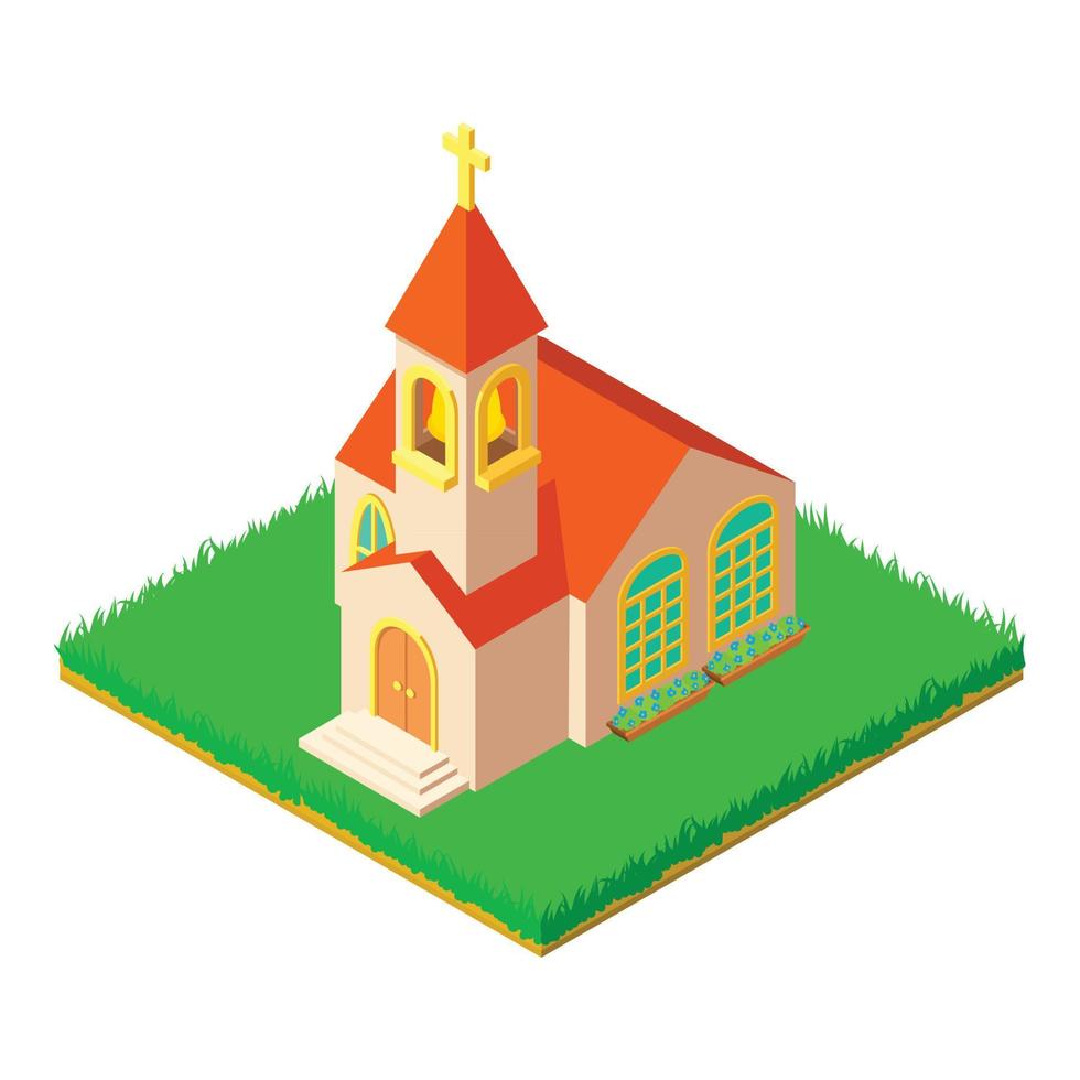 Chapel icon, isometric style vector