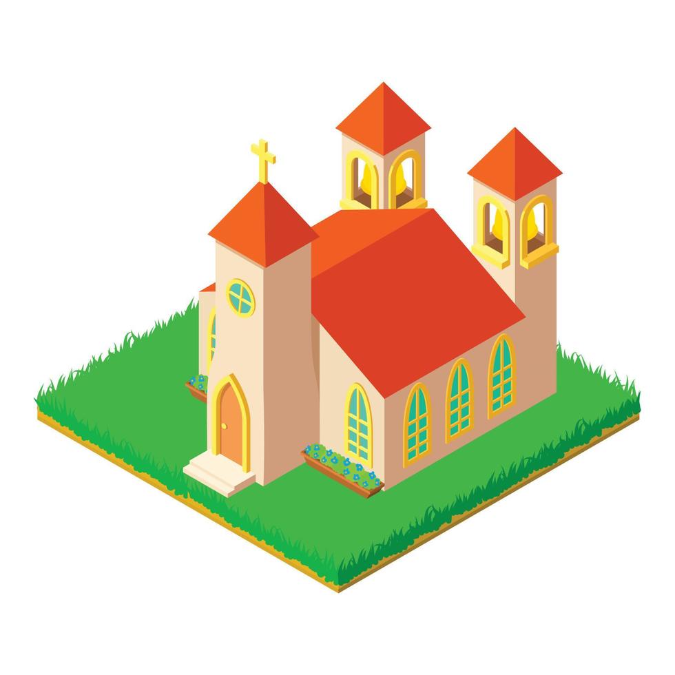 icono de la iglesia católica, estilo isométrico vector