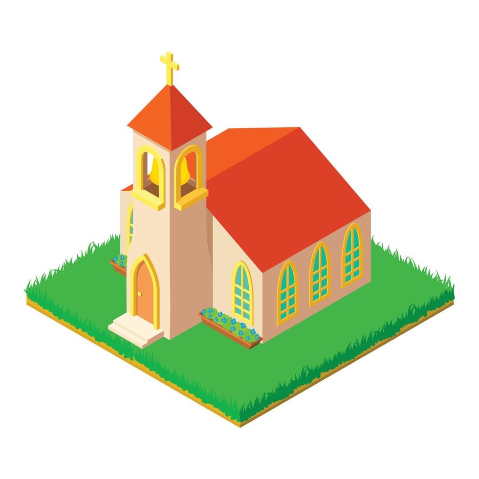 icono de la iglesia antigua, estilo isométrico vector