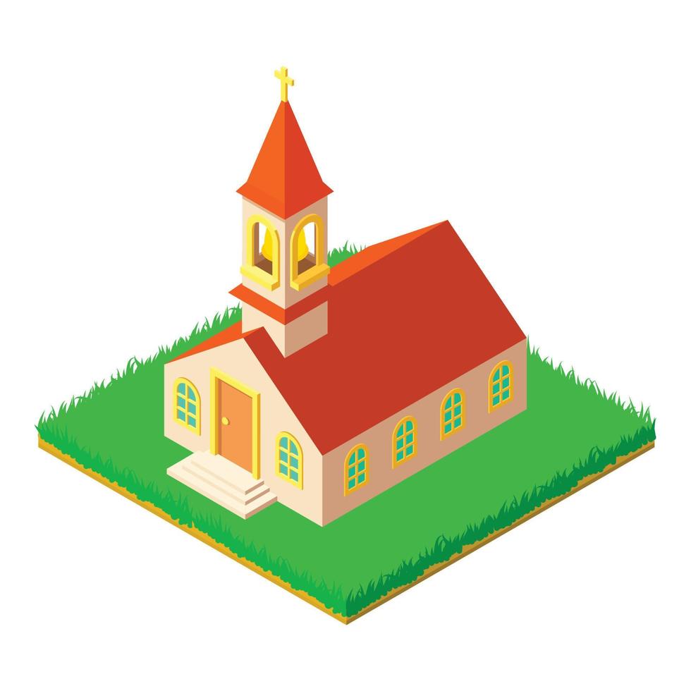 Catholic kirch icon, isometric style vector