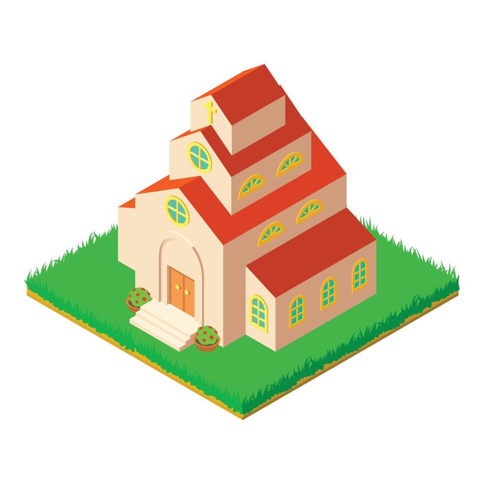 icono de la iglesia alta, estilo isométrico vector