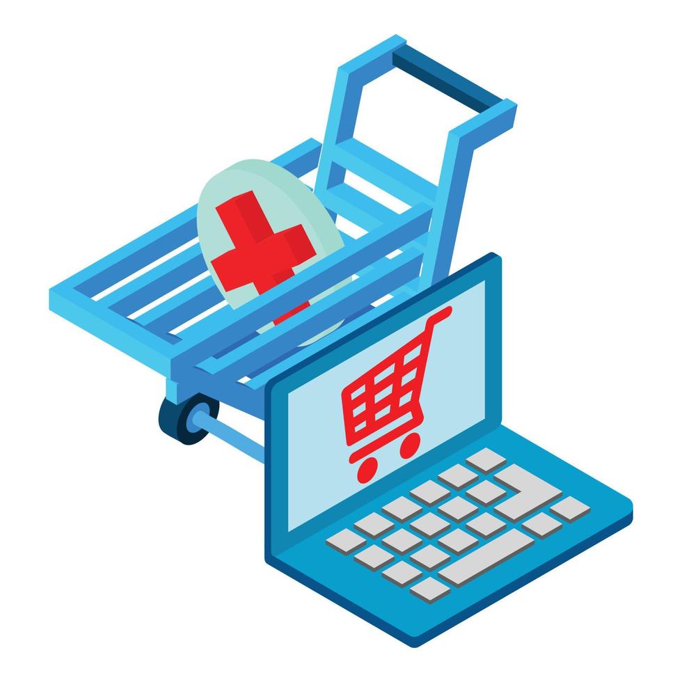 Internet shopping icon, isometric style vector