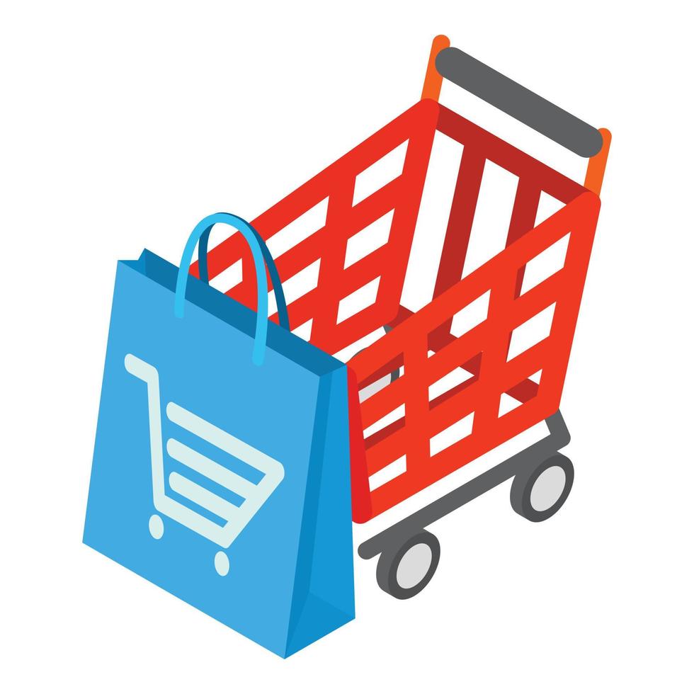 Offline shopping icon, isometric style vector