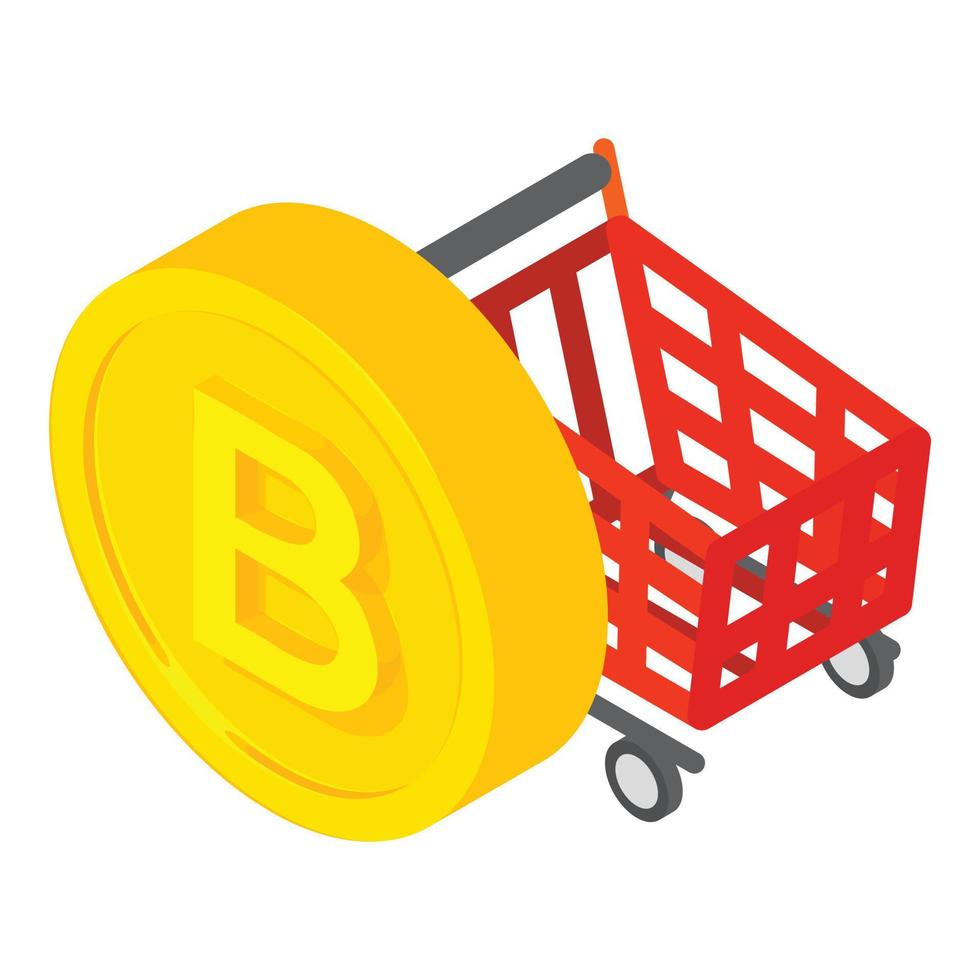 icono de compra de bitcoin, estilo isométrico vector