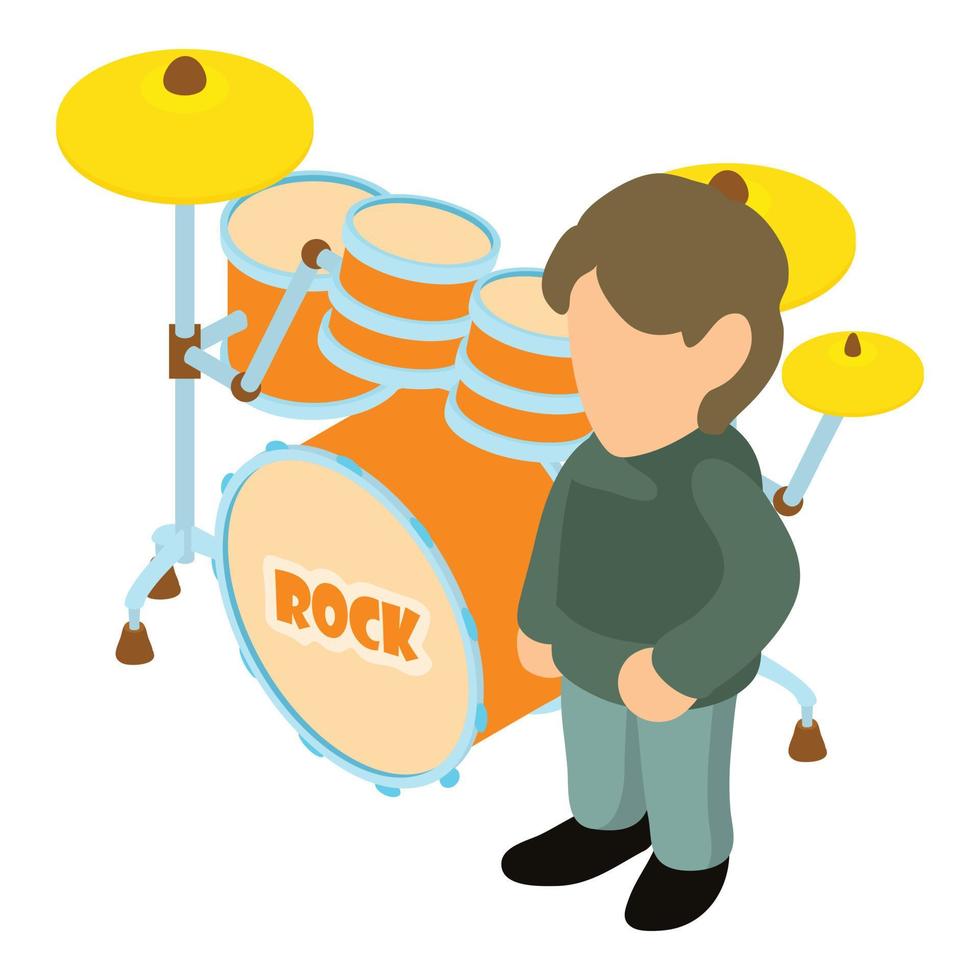 Rock musician icon, isometric style vector