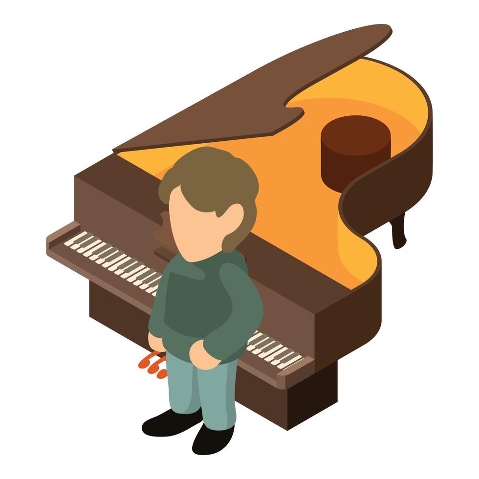 icono de pianista, estilo isométrico vector