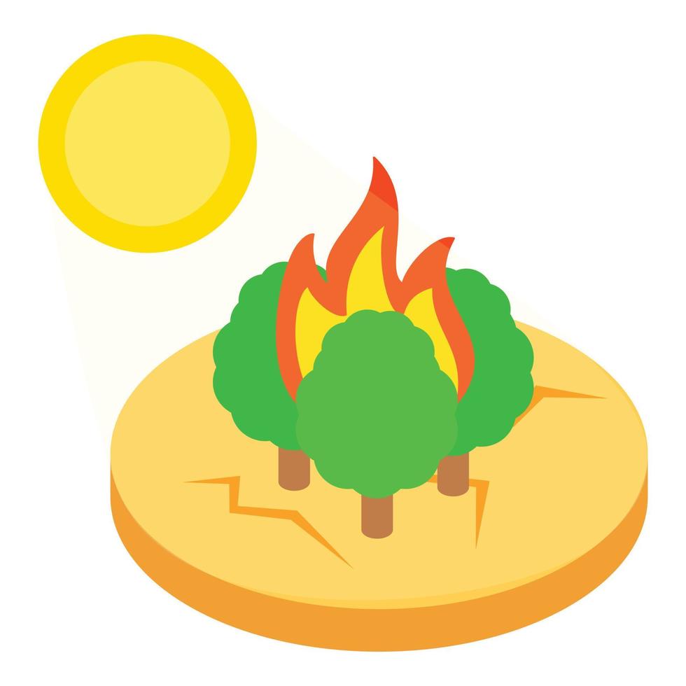 Forest fire icon, isometric style vector