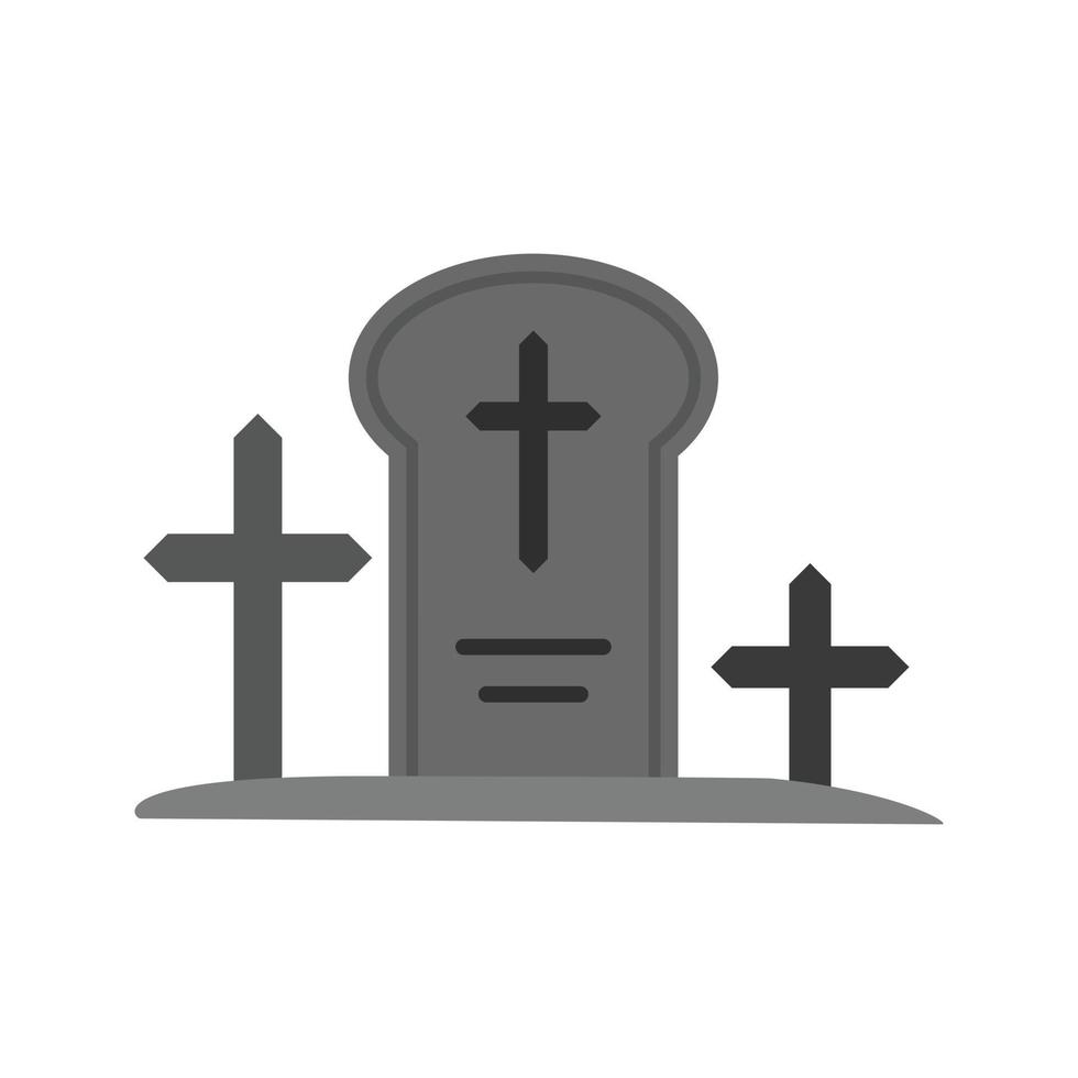 icono de cementerio plano en escala de grises vector