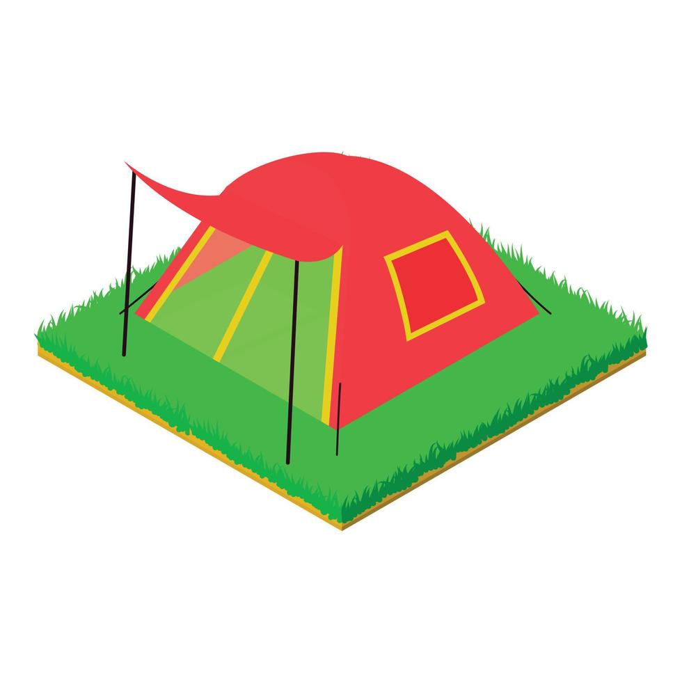 Outdoor tent icon, isometric style vector