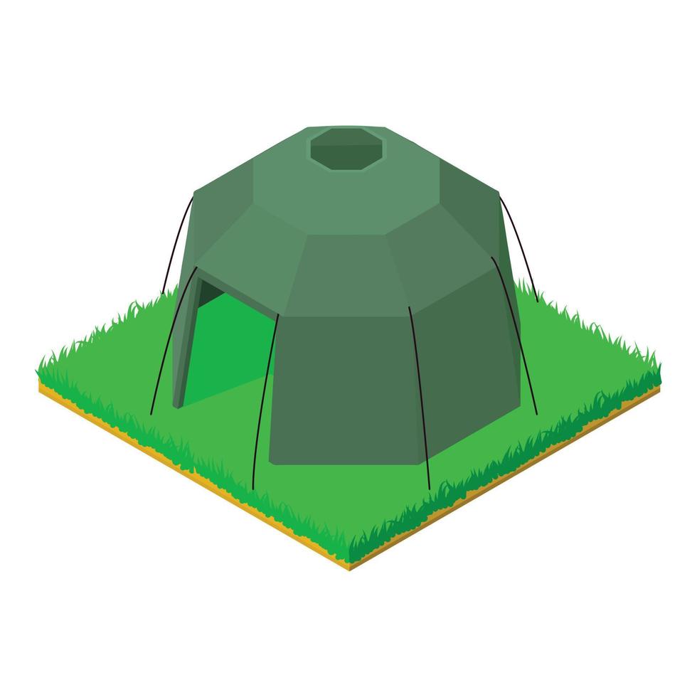 Military tent icon, isometric style vector