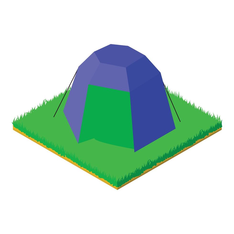 Blue tent icon, isometric style vector