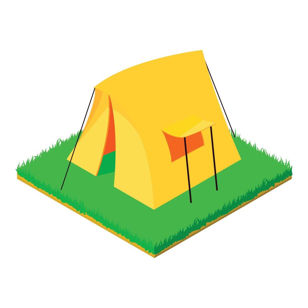 Yellow tent icon, isometric style vector