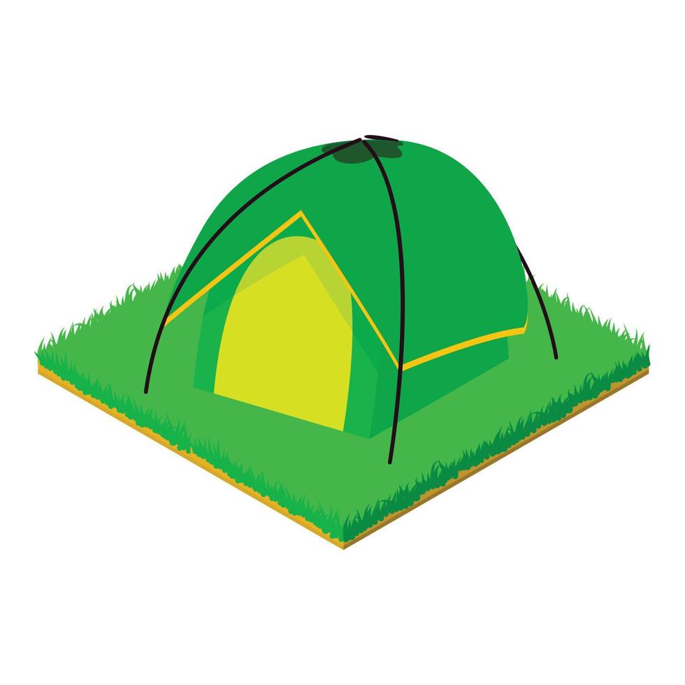 Green tent icon, isometric style vector