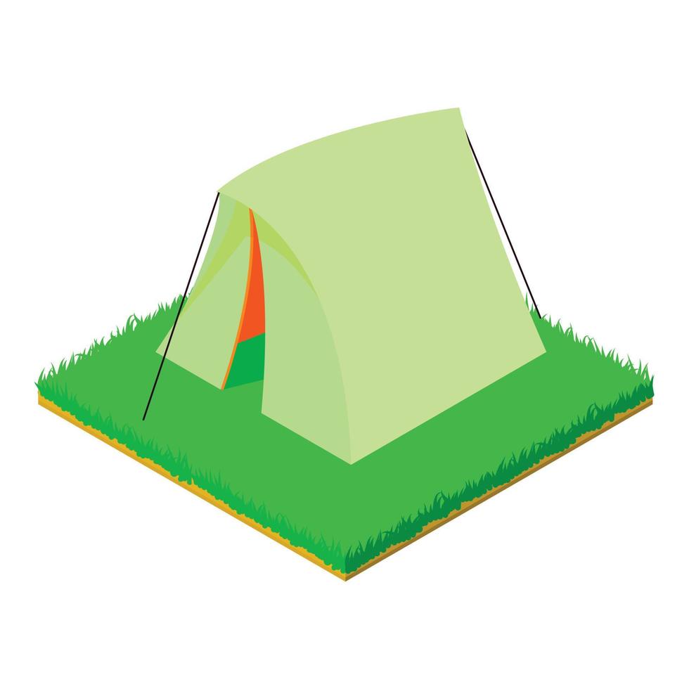 Triangular tent icon, isometric style vector