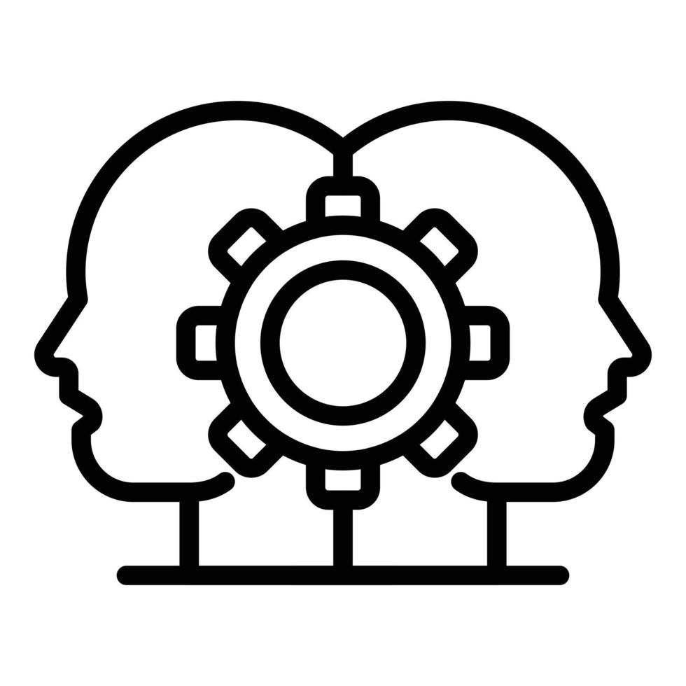 Sociology cogwheel icon, outline style vector