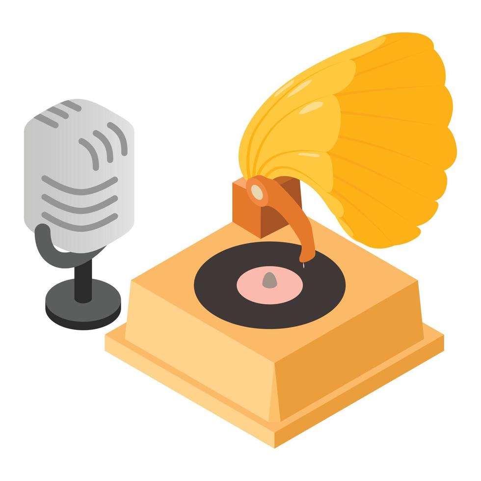 Retro music icon, isometric style vector