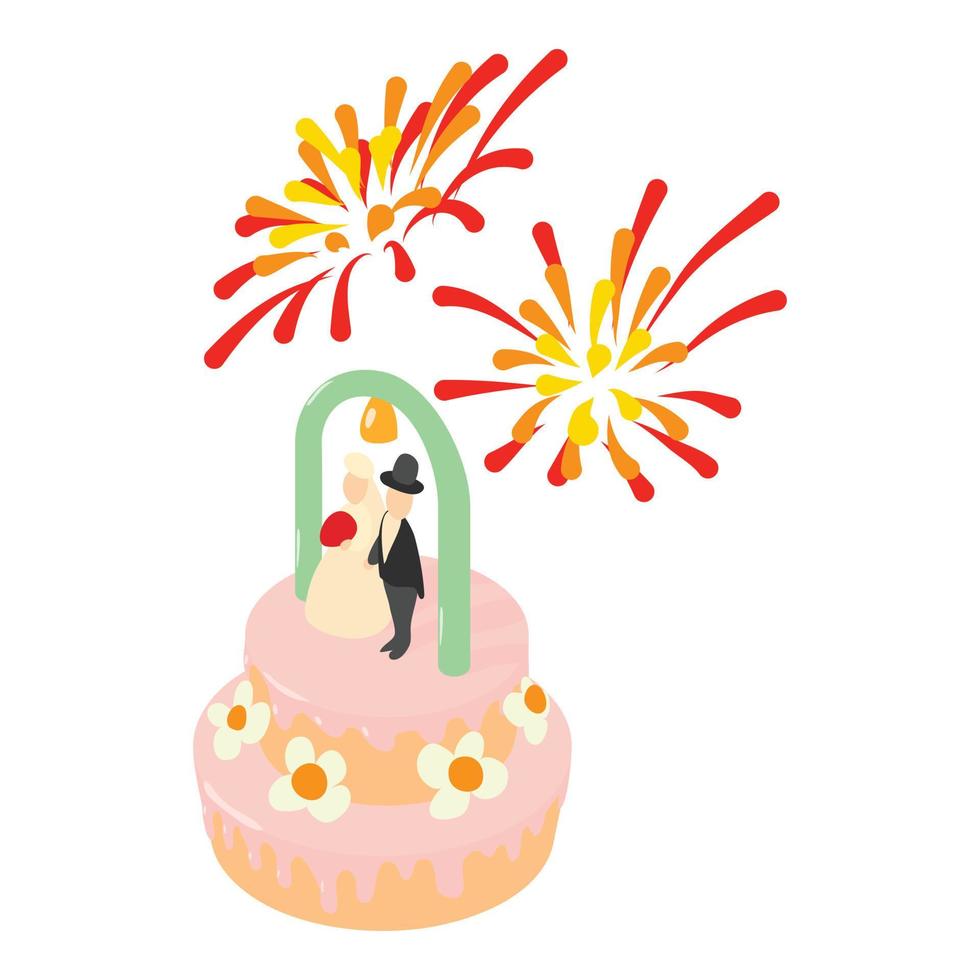 Wedding cake icon, isometric style vector